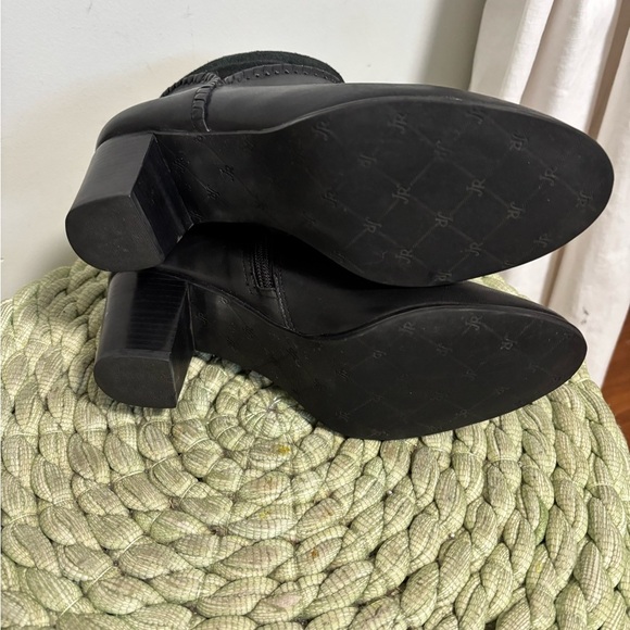 Jack Rogers Chandler Black Leather/Suede Boho Heel Ankle Booties - Picture 9 of 9